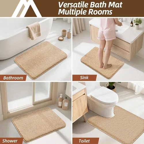 Miniatura 6 de COSY HOMEER Alfombras extra gruesas para el baño, tapetes de baño antideslizantes, tapete de felpa suave, peludo y 100% micro poliéster, tapete