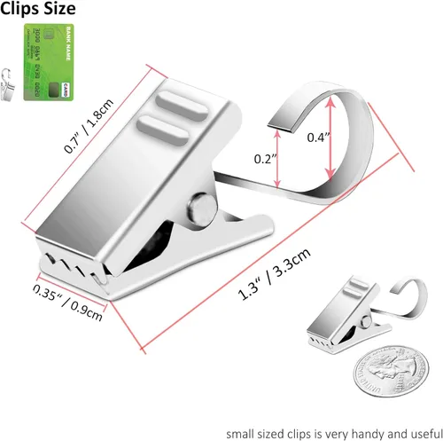 Miniatura 2 de BIHRTC Paquete de 50 clips para cortina engrosados de acero inoxidable con ganchos, colgador de luces, soporte pequeño de alambre metálico