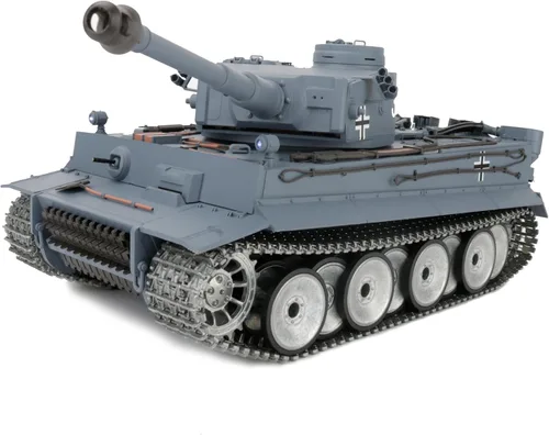1/16 2.4ghz Control remoto alemán Tiger I en color gris, modelo de tanque para adultos (actualizado/rueda de carretera de metal y orugas y rueda de