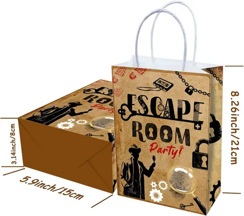 Miniatura 5 de 16 bolsas de regalo para sala de escape para suministros de fiesta de cumpleaños, aperitivos de regalo, dulces con asas para niños y adultos