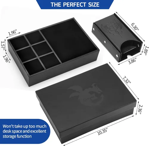 Miniatura 4 de Grajar Bandeja de dados 3 en 1 con tapa, caja de almacenamiento portátil para dados, soporte para dados DND para juegos de mesa de Dungeons and Negro