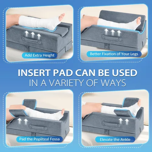 Miniatura 5 de Wellsin - Almohadas ajustables de 4 alturas para elevación de piernas después de cirugía, lesiones de rodilla y tobillo, almohada de cuña de pierna