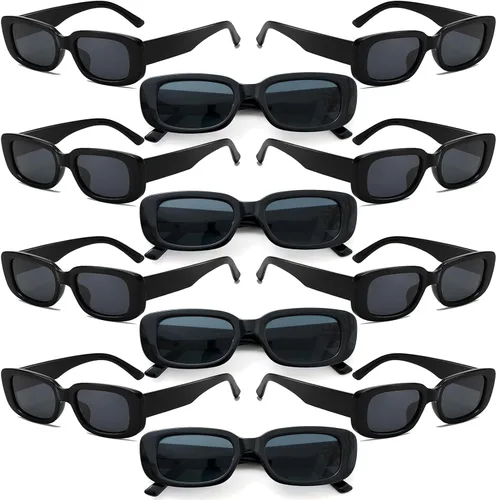 Miniatura 10 de Gafas de sol para fiesta, a granel, retro, pequeñas, rectangulares, para mujer, vintage, cuadradas, paquete de 12