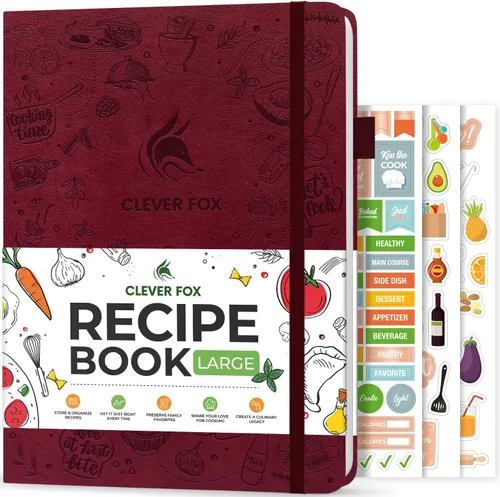 Miniatura 12 de Clever Fox Libro de recetas - Libro de cocina familiar en blanco - Diario de cocina vacío - Organizador de cuadernos para escribir recetas - Turquesa