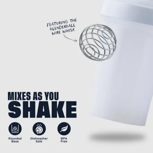 Miniatura 3 de BlenderBottle Classic V2 - Botella mezcladora perfecta para batidos de proteínas y preentrenamiento, 28 onzas, color blanco