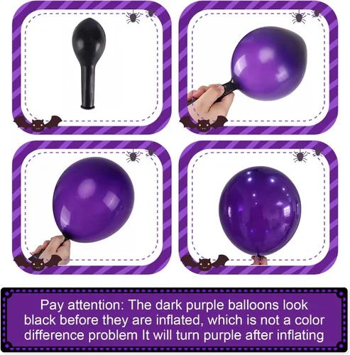 Miniatura 7 de Kit de arco de guirnalda de globos de Halloween, globos de papel de aluminio de fantasma y globo ocular grande con globos negros, naranjas, morados