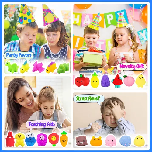 Miniatura 6 de 130 piezas de juguetes blandos Mochi Squishy, juguetes Kawaii Squishies para aliviar el estrés para niños, recuerdos de fiesta, premios