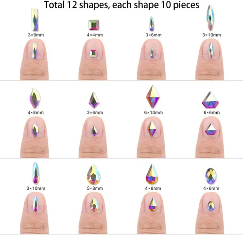 Miniatura 2 de 120 piezas, multi formas de piedras de imitación AB para decoración de uñas.