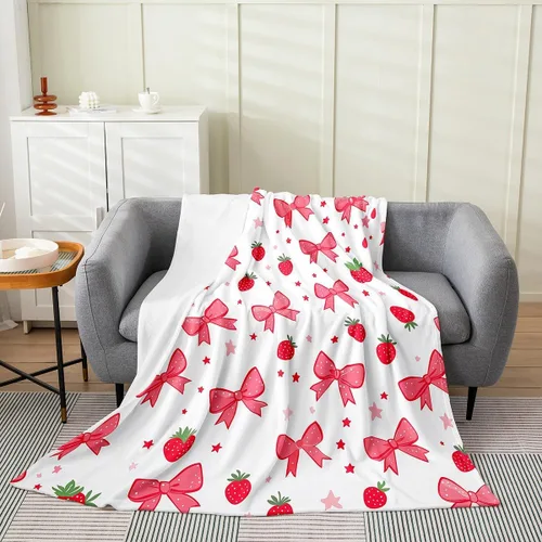 Miniatura 40 de Erosebridal Manta de franela con nudo de lazo para niñas, 40 x 50 pulgadas, diseño de rayas de diamante, para sofá cama y cama de vellón para niños