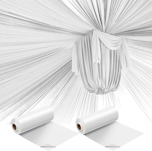 Moukeren 2 rollos de mantel de circo de 40 x 100 pies, rollo de plástico desechable, suministros de fiesta para tienda de campaña grande, cortinas