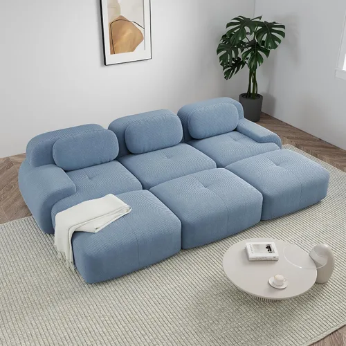 Miniatura 50 de Sofá modular sin hueso de 117 pulgadas, sofá modular en forma de L para sala de estar, sofá comprimido con asiento profundo, sofá nube de pana