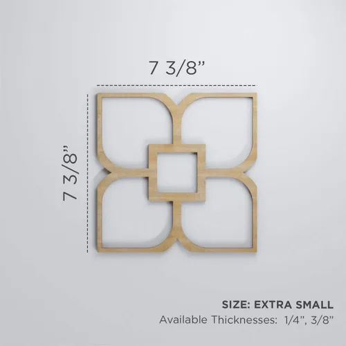 Miniatura 2 de 7 3/8"W X 7 3/8"H Extra Pequeña Olivia Decorativos Paneles De Pared De Madera Calado, Aliso Alder