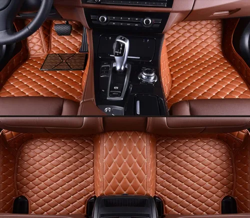 Miniatura 18 de Alfombrillas de automóvil para Mercedes-Benz G, GL, GLA, GLB, GLC, GLE, GLK, GLS, M, ML 2000-2023 forros de cuero antideslizantes (negro y beige)
