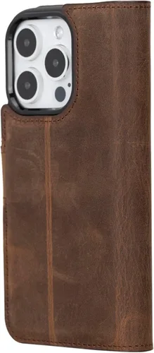 Miniatura 7 de Bayelon Funda tipo cartera para iPhone 15 Pro, cartera de cuero de grano completo, funda magnética desmontable, tarjetero, funda tipo cartera