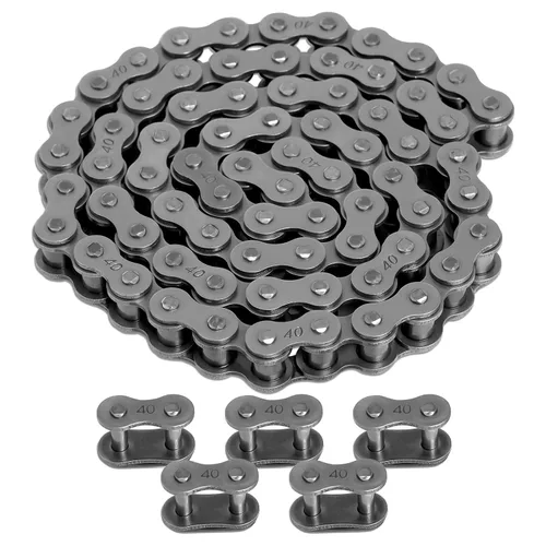 40 Cadena de Rodillos de 3 Pies con 5 Enlaces Conectores Gratuitos, Cadena de Acero al Carbono para Go-Kart, Sopladora de Nieve, Piñón, Moto de