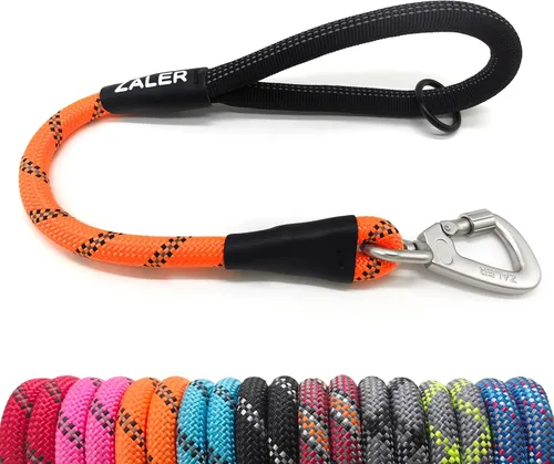 Miniatura 12 de ZALER Correa Corta para Perro, Correas de Tráfico de Cuerda de 26 Pulgadas para Perros, Correa Reflectante para Perro con Anillo en O, Correa Negro