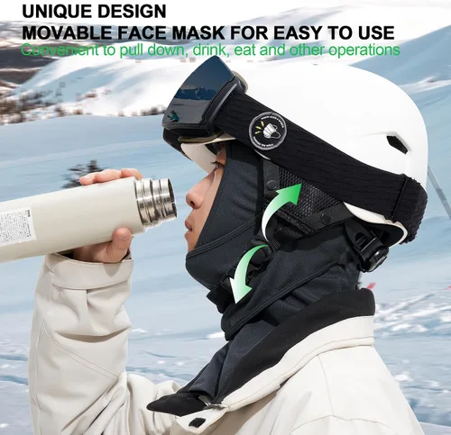 Miniatura 4 de Pasamontañas de esquí, 3 piezas, cubierta completa para hombres y mujeres, transpirable, resistente al viento, pasamontañas para esquí y snowboard