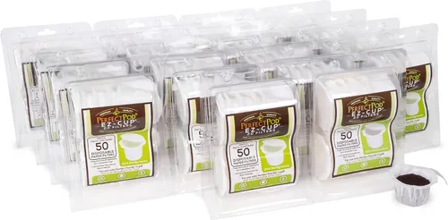 Perfect Pod EZ-Cup Filtros de café de papel con tapa patentada para cafeteras de una sola porción y cápsulas de café, compatibles con Keurig,