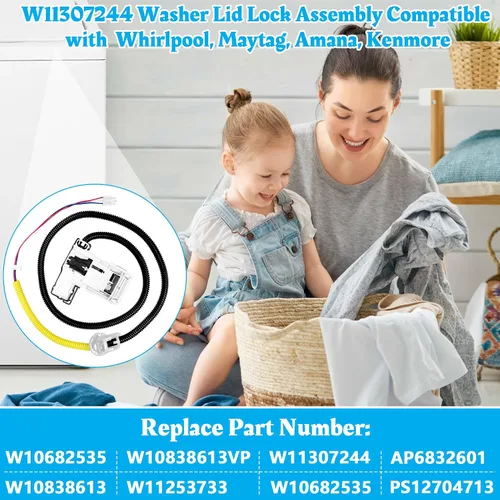 Miniatura 6 de W11307244 W10682535 Reemplazo de cerradura de tapa de lavadora para Whirlpool Maytag Amana Kenmore Series 110 200 500 Roper WTW5000DW1 RTW4516FW2