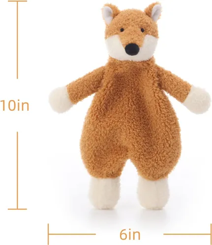 Miniatura 8 de Apricot Lamb Manta de seguridad de animales de peluche, diseño de zorro amarillo, manta de personaje para guardería, felpa de lujo para acurrucarse
