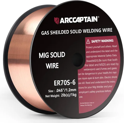 Miniatura 15 de ARCCAPTAIN Alambre de soldadura MIG, 0.030 10Lb Mig Wire ER70S-6 10Lbs Acero de carbono sólido con gas de baja salpicadura Alambre de soldadura MIG