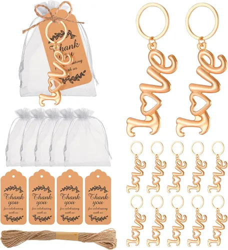 50 abridores de botellas con llavero/llaveros y etiquetas de agradecimiento, grandes regalos para bodas o despedidas de soltera, recuerdos para