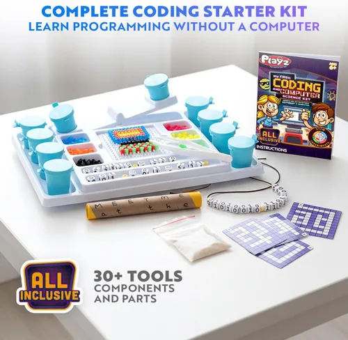 Miniatura 3 de Kit de ciencia My First Coding & Computer Science Kit, de Playz – Aprende sobre códigos binarios, cifrado, algoritmos y pixelación a través