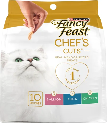 Purina Fancy Feast - Paquete variado de golosinas naturales para gatos, puramente naturales, (paquete de 5) bolsas de 10 unidades
