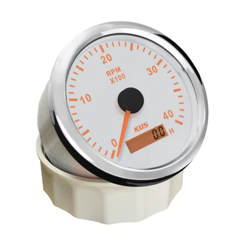 Miniatura 3 de KUS Tacómetro universal RPM medidor con medidor de horas 0-4000RPM 12V/24V con retroiluminación roja y amarilla 3.346 in