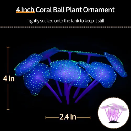 Miniatura 4 de Uniclife Paquete de 4 decoraciones para pecera, efecto brillante, decoración de acuario, pequeña medusa artificial de silicona, adorno de planta