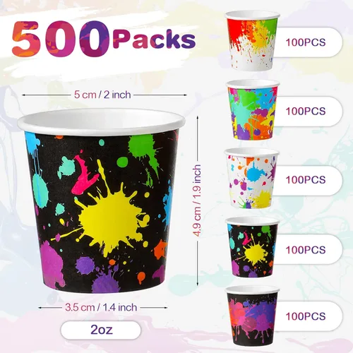 Miniatura 2 de Tiamon Paquete de 500 vasos de papel de 2 onzas, mini enjuague bucal desechables para baño, tazas de café expreso para hogar, oficina, viajes