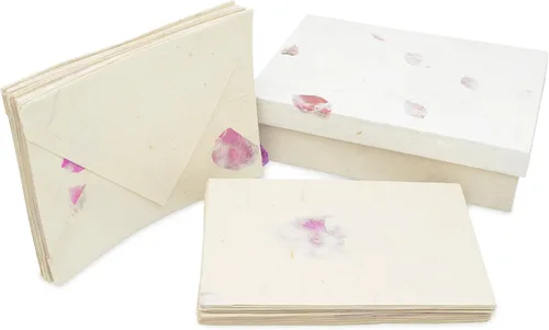 Miniatura 15 de Kathmandu Valley Co. Nepali Cherish - Juego de tarjetas de felicitación y sobre con papel Lokta hecho a mano de Nepal, 15 tarjetas (abejas)