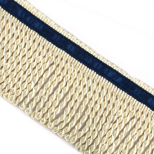 Miniatura 5 de Ribete de Flecos de Lingotes y Adornos 5/10 Yardas X 2.5 Pulgadas de Tela para Costura DIY Decoración para Ropa Flecos Hebreos Dorados con Cinta Azul