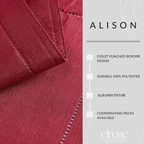 Miniatura 3 de Elrene Home Fashions Alison Mantel Individual de Tela con Diseño de Borde de Ojales Resistente a las Arrugas, Juego de 4, 13"x19", Arándano Rojo