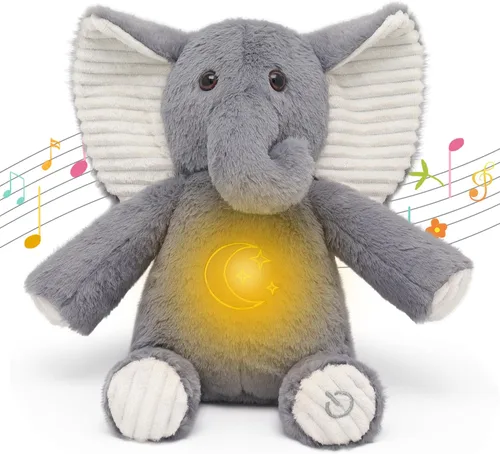 IUTOYYE Elefante de peluche que respira con luz y sonido, juguete de elefante relajante, muñeco de peluche para niños