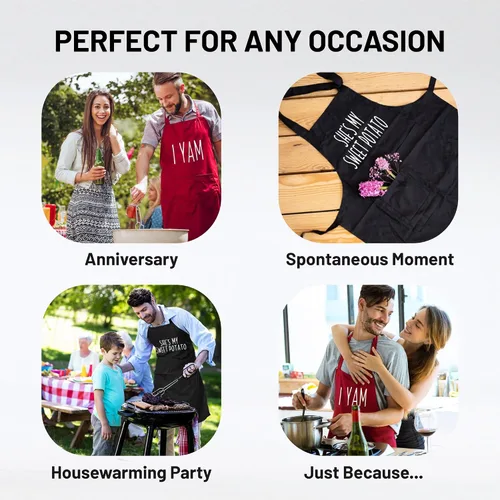 Miniatura 3 de Divertidos delantales para parejas - Ideas de regalo para ella y él - Boda, compromiso, nupcial, cumpleaños; juego de cocina