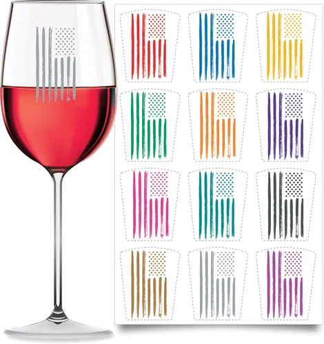 Miniatura 20 de Wine Wear Marcadores de bebidas, 12 unidades, calcomanías adhesivas reutilizables para revelación de género para baby shower (bebé niño)