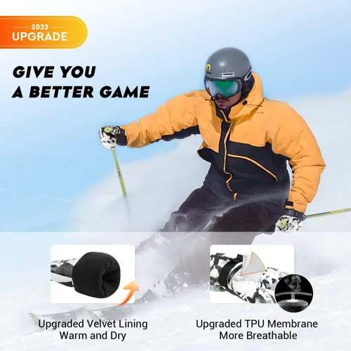 Miniatura 3 de ATERCEL Guantes de esquí para hombre y mujer, impermeables, 2022, guantes de nieve con pantalla táctil, guantes de snowboard para clima frío