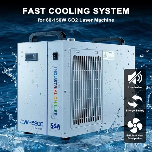 Miniatura 2 de S&A Enfriador de agua industrial CW-5200DH 7L, 0.9HP, 3.43gpm, 5699 BTU/h, para sistemas de grabado láser y corte de CO2 de 60W a 150W