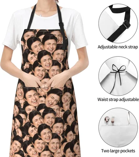 Miniatura 3 de EAQ Delantales personalizados para mujeres y hombres, delantales personalizados con foto personalizada para cocinar, servir, cafetería Delantal