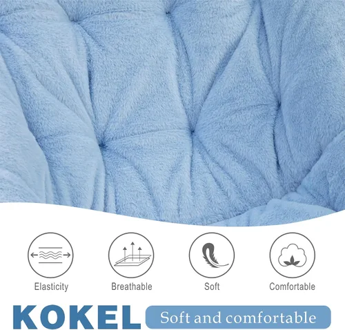 Miniatura 5 de Kokel Silla plegable de felpa y otomana acolchada con marco de metal para sala de estar (BLUE-TM19)