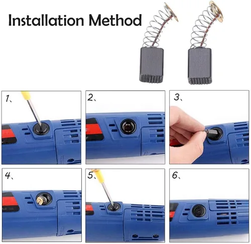 Miniatura 5 de Cepillos de carbón para motor (10 unidades, varios tamaños, para herramientas eléctricas)