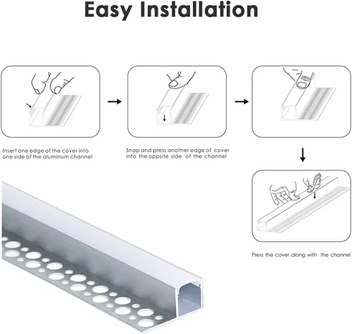 Miniatura 4 de Besseto Canal LED para Empotrar en Yeso, Paquete de 6, 6.6 Pies/2 Metros, Canal de Aluminio para Tira LED de Borde Recortado de Azulejo, Perfil LED