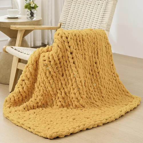 Miniatura 79 de Bigacogo Manta de punto grueso para sofá, 51 x 63 pulgadas, 100% tejida a mano con hilo de felpilla grueso jumbo, acogedoras y suaves mantas grandes