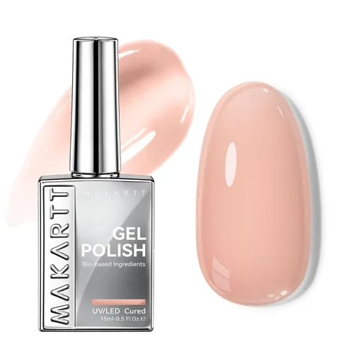 Miniatura 9 de Makartt Esmalte de uñas de gel Jelly Bright Nude de 0.5 fl oz (0.5 fl oz), sin hema, neutro, nude, efecto translúcido, efecto translúcido, remojar