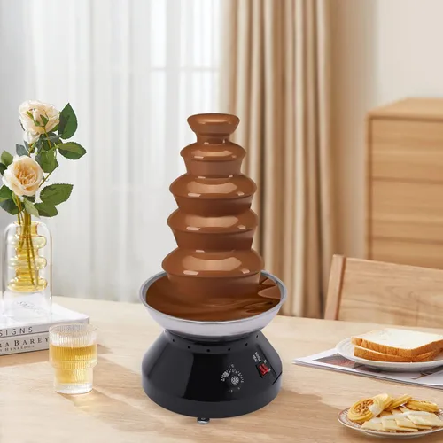 Miniatura 2 de Fuente de chocolate comercial para fondue de chocolate caliente, torre de 5 niveles, 7 libras, gran capacidad, máquina de calentamiento de fusión