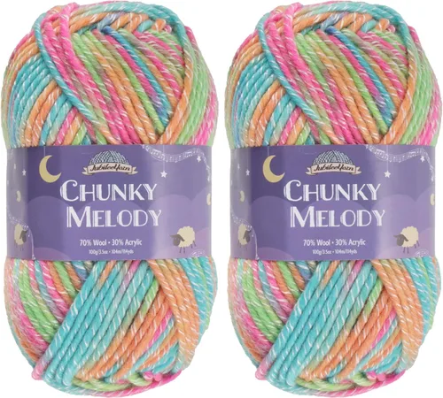 Miniatura 44 de JubileeYarn Chunky Melody - Hilo para tejer 100g/madeja, mezcla de lana gruesa, color maíz naranja - 2 madejas 15 Maíz Naranja