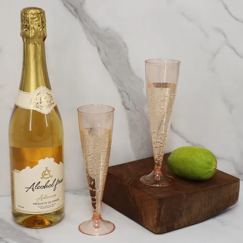 Miniatura 8 de Homy Feel Paquete de 30 copas de vino de plástico oro rosa con purpurina, copas de champán de 5 onzas desechables para fiestas, copas de champán