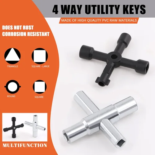 Miniatura 3 de Tanstic Kit de utilidad multifuncional de 8 piezas, incluye llave de utilidad de 4 vías, llaves de grifo de agua, destornilladores y más para uso