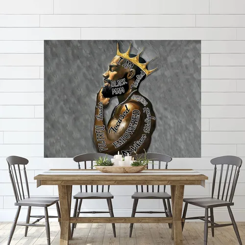 Miniatura 7 de Yanikki Tapiz de rey negro, rey afroamericano y hombre afro, arte hippie para colgar en la pared, decoración de pared de hombre afroamericano